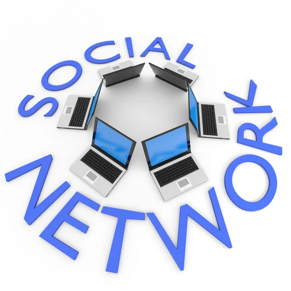 Laptops im Kreis. Geschäfts- oder soziales Netzwerk-Konzept. — Stockfoto