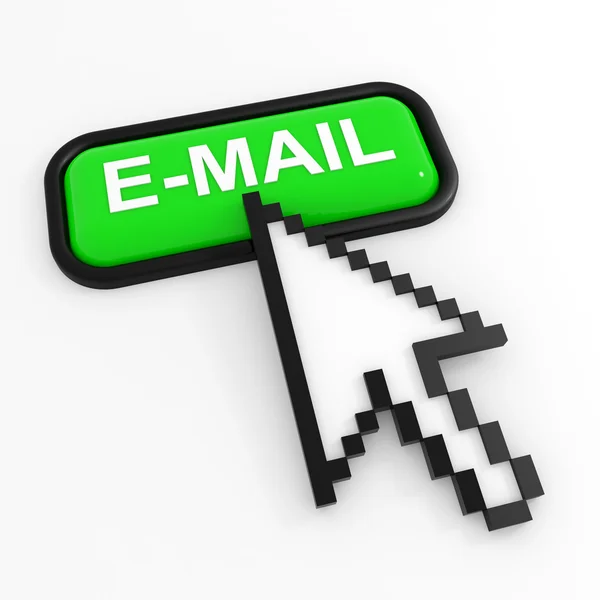 Zielony przycisk e-mail z strzałki. — Zdjęcie stockowe