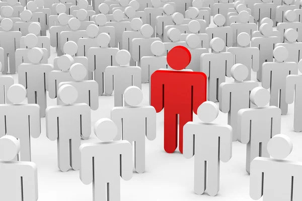 3D men in crowd. Concept of individuality. — Stock Photo, Image