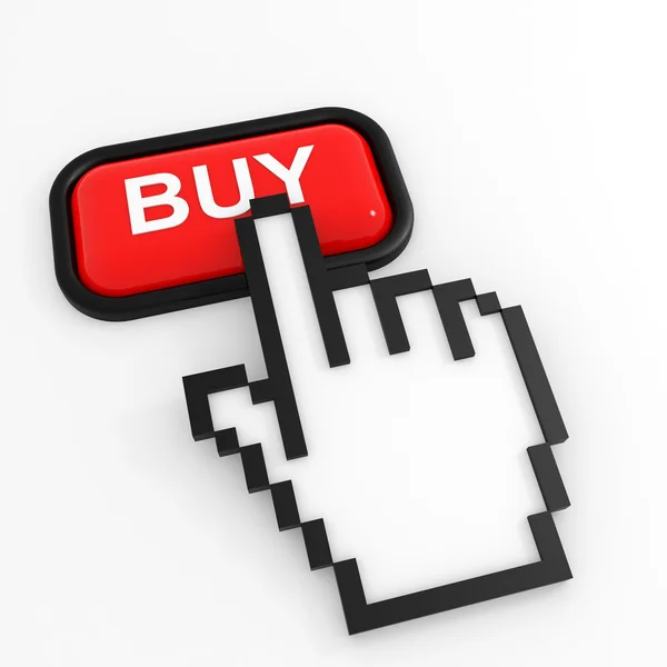 Red button BUY with hand cursor. — Stock Photo, Image