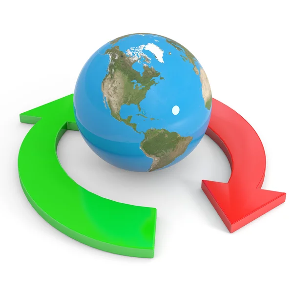 Recycle symbool rond de aarde. mondiale economie. — Stockfoto