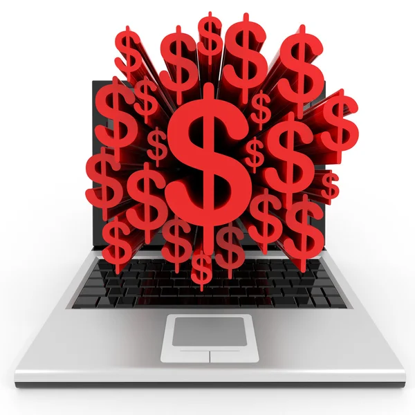 Laptop with a dollar sign on the screen. — Stock Photo, Image