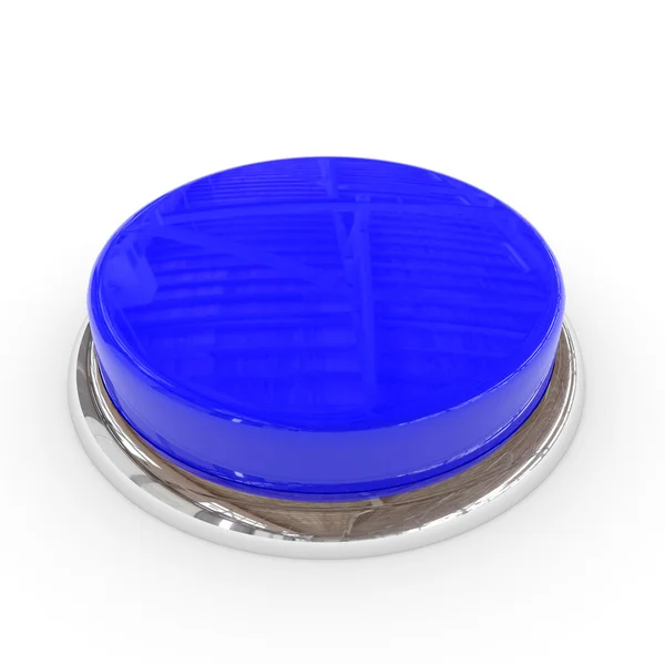 Kék kerek üres 3d gomb króm gyűrű. — Stock Fotó