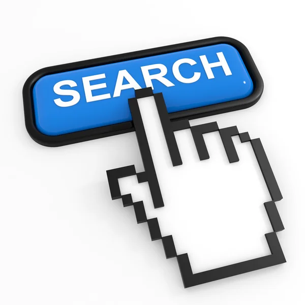 Blue button SEARCH with hand cursor. — Stock Photo, Image