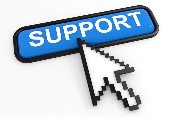 Blue button SUPPORT with arrow cursor. — Stock Photo, Image