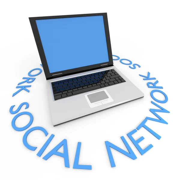 Laptop. Geschäfts- oder soziales Netzwerk-Konzept. — Stockfoto