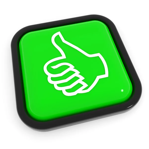 Palec nahoru gesto zelené tlačítko. — Stock fotografie
