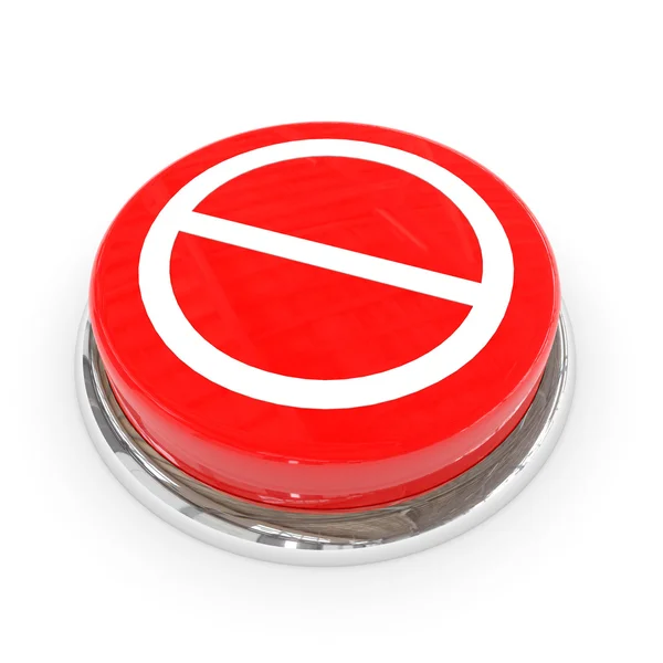 Красная круглая кнопка с неразрешенным знаком . — стоковое фото