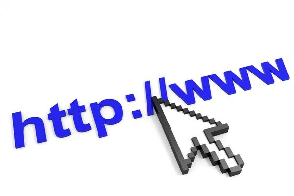 Http www テキストを指さしカーソル。インターネット接続の概念. — ストック写真