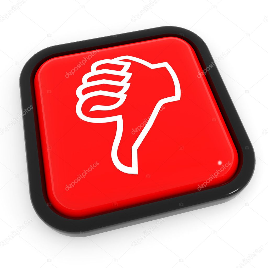 Thumbs down gesture red button.