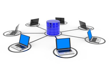 Abstract computer network and database. clipart