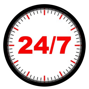 Clock. 24 7 avaliable. clipart