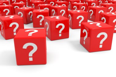 Red cubes with question mark. clipart