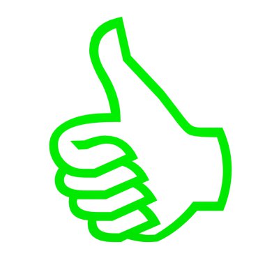 Green thumbs up on white. clipart