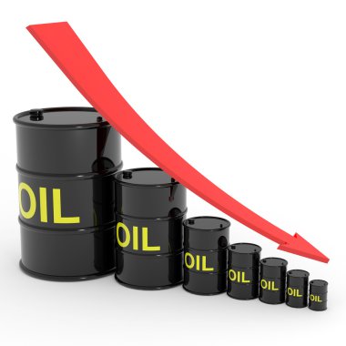 Decreasing oil barrels graph. clipart