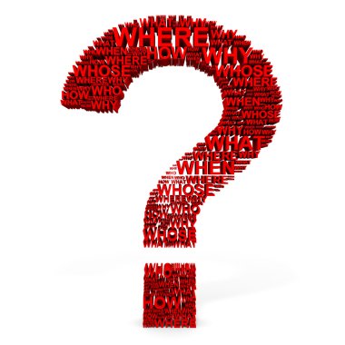 3D red question mark from questions. clipart