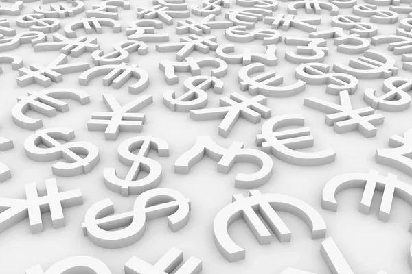 Currency signs on white surface. — Stock Photo, Image