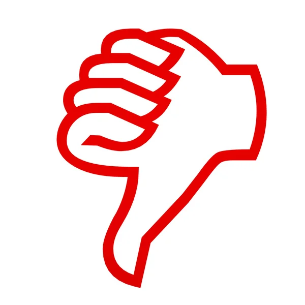 Red thumbs down on white. — Stock Photo, Image