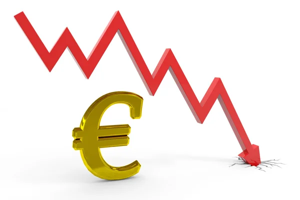 Euro-Kurve verringern. — Stockfoto