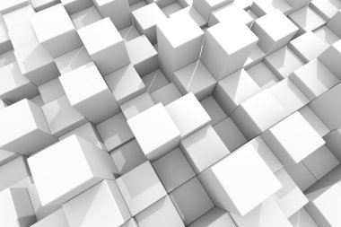 White glossy cubes on different height. Background. clipart