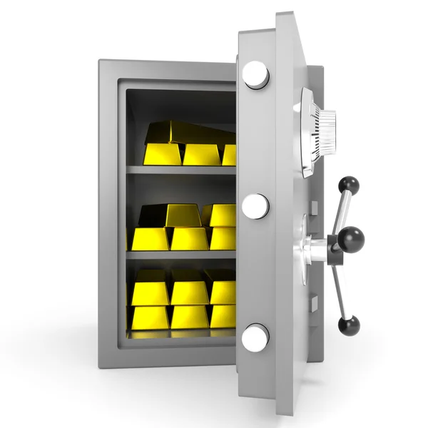 Safe with gold bars. — Stock Photo, Image