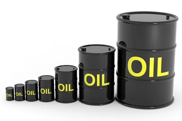 Barriles de petróleo de diferente tamaño . — Foto de Stock