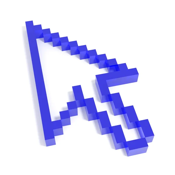 3D arrow cursor from blue glass. — Stock Photo, Image
