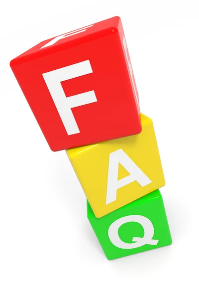 FAQ står hög av färgglada kuber. — Stockfoto