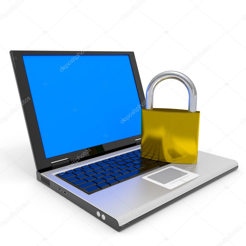 Laptop and padlock. Internet security concept.