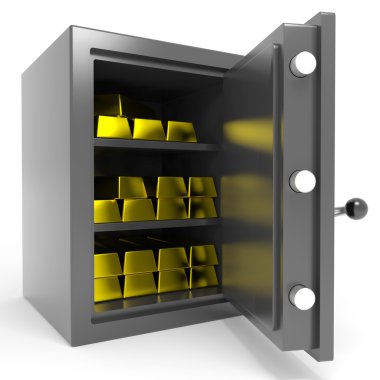 Safe with gold bars. clipart