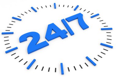 Clock. 24 7 avaliable. clipart