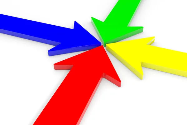 Colorful arrows point center. — Stock Photo, Image