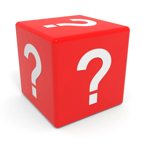 Red cube with question mark. Stock Picture