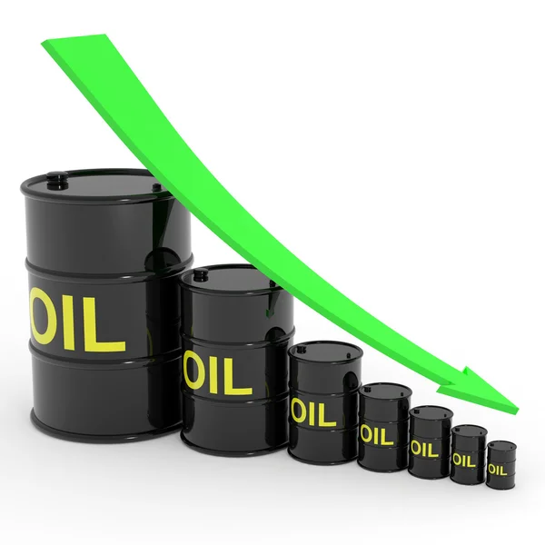Gráfico de barris de petróleo em diminuição . — Fotografia de Stock
