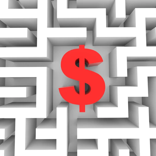 Red dollar sign into the maze. — Stock Photo, Image