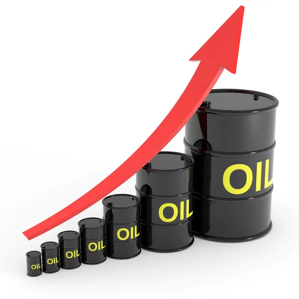 Rising oil barrels graph. Royalty Free Stock Photos