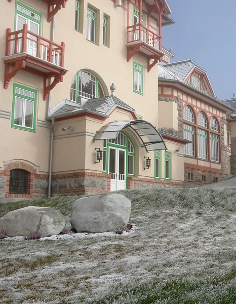 Hotel w miejscowości Szczyrbskie Jezioro w Tatrach Wysokich. — Zdjęcie stockowe