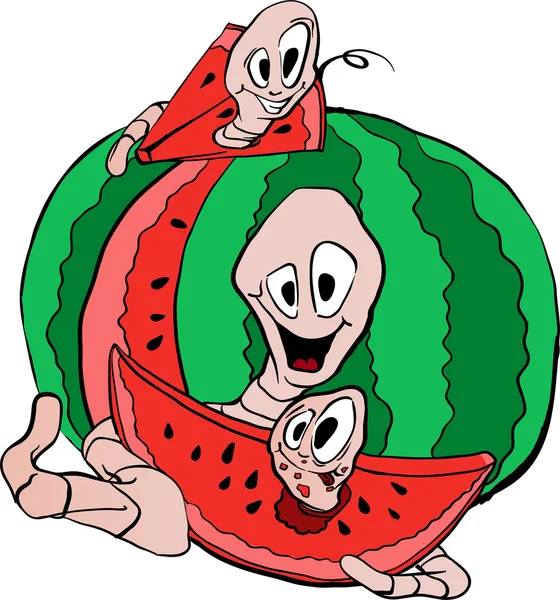 Würmer und Wassermelonen — Stockvektor