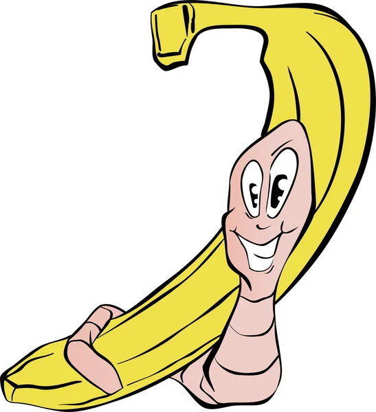 Wurm und Banane — Stockvektor