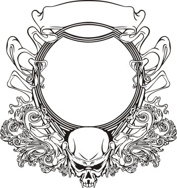 Frame with skull in Art Nouveau style clipart