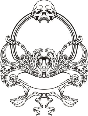 Art Nouveau Frame with Skull clipart