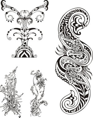 Stylized floral ornaments clipart