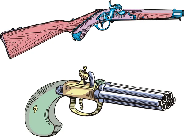 Старая пушка и винтовка — стоковый вектор