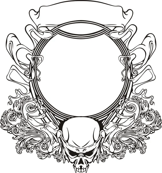 Cadre avec crâne de style Art Nouveau — Image vectorielle