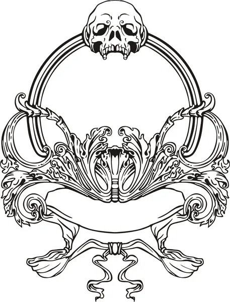 Kafatası ile art nouveau çerçeve — Stok Vektör