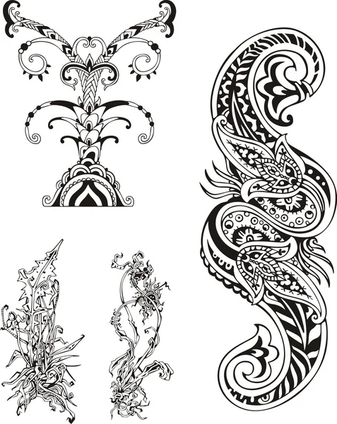 Ornamenti floreali stilizzati — Vettoriale Stock