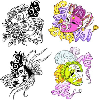 Venetian carnival masks clipart