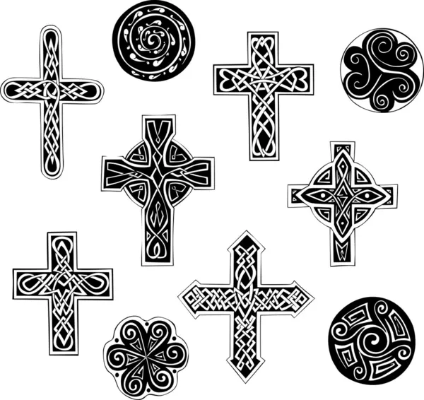 Celtic knot crosses and cpirals — Stock Vector