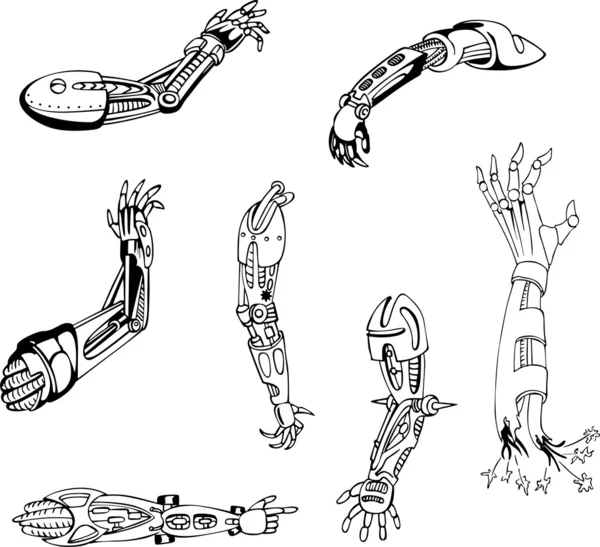 Biomechanical Cyber-Hands — Stock Vector