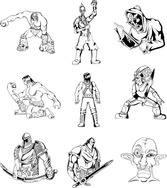 Hombres y guerreros de fantasía — Archivo Imágenes Vectoriales